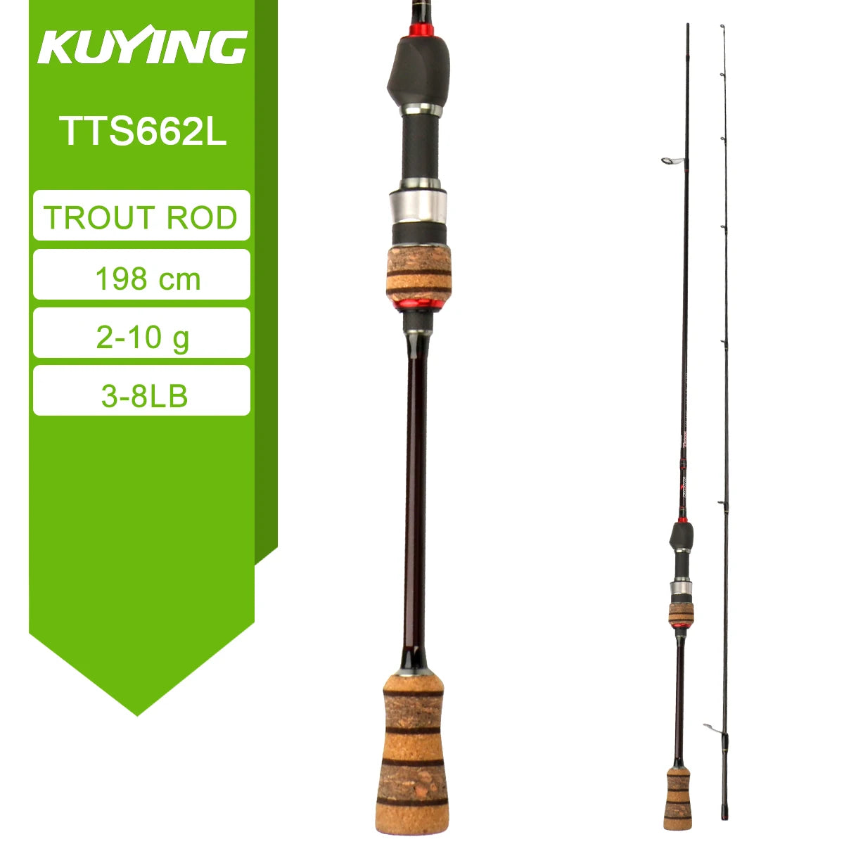Kuying Fast Action Lure Rod Fuji Carbon Guides 6-10lb