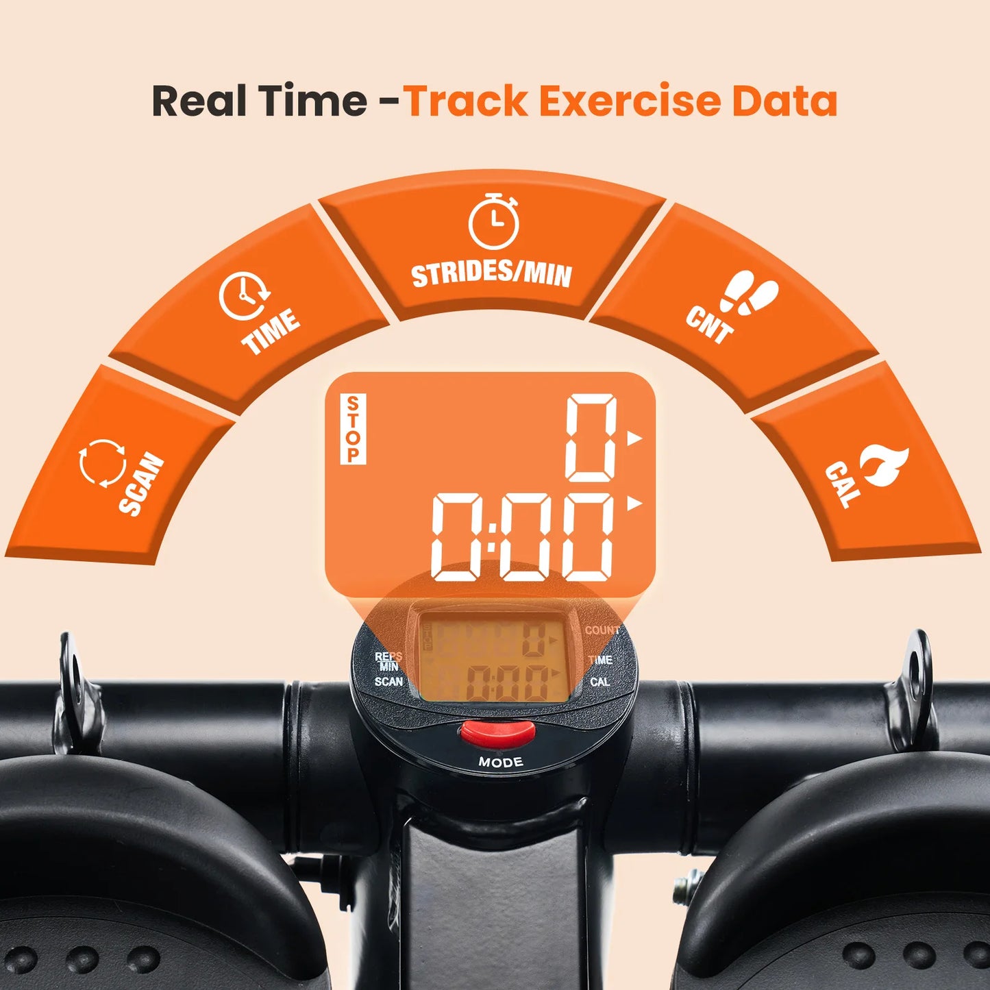 Mini Stepper With Resistance Bands 300 Lbs Capacity Home Cardio