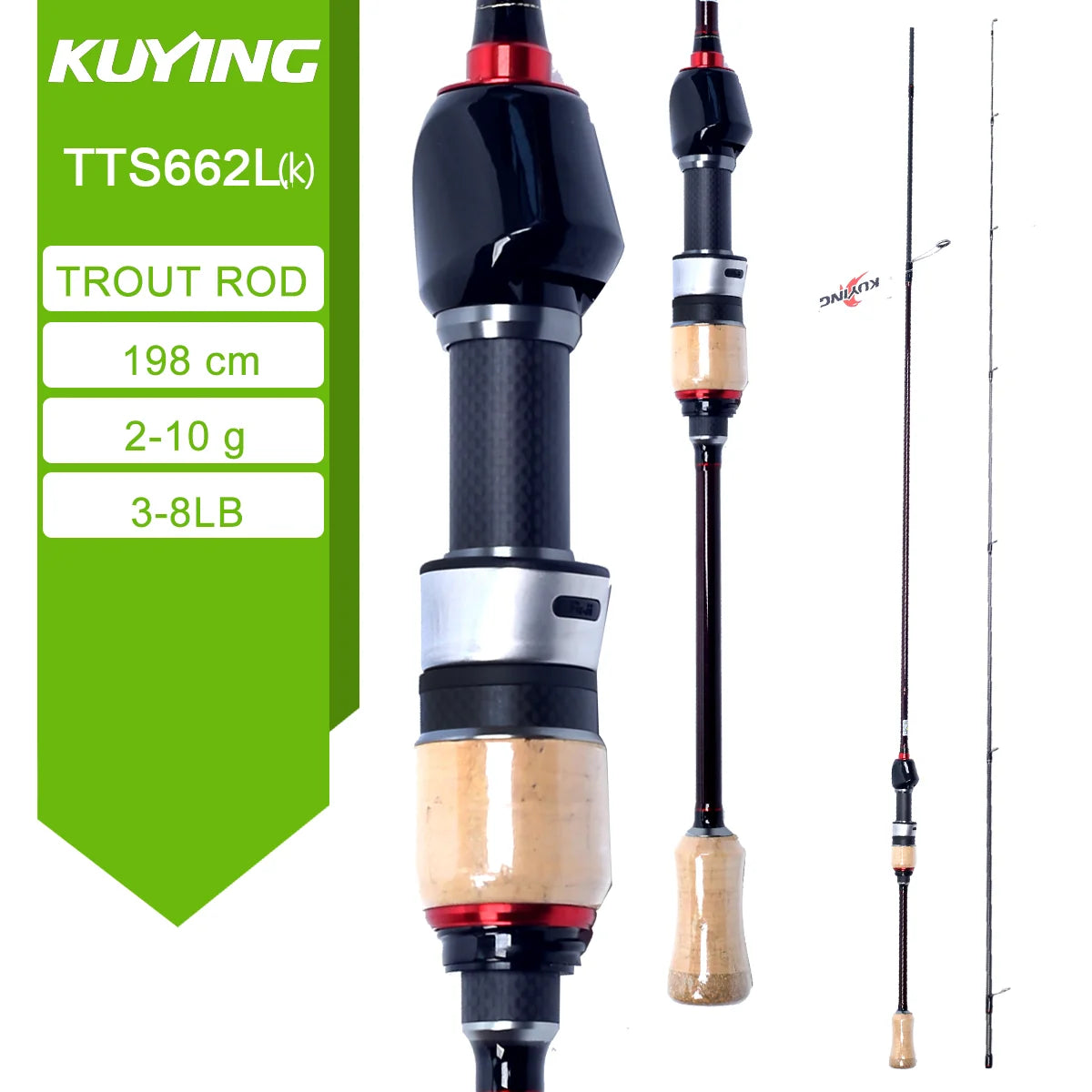 Kuying Fast Action Lure Rod Fuji Carbon Guides 6-10lb
