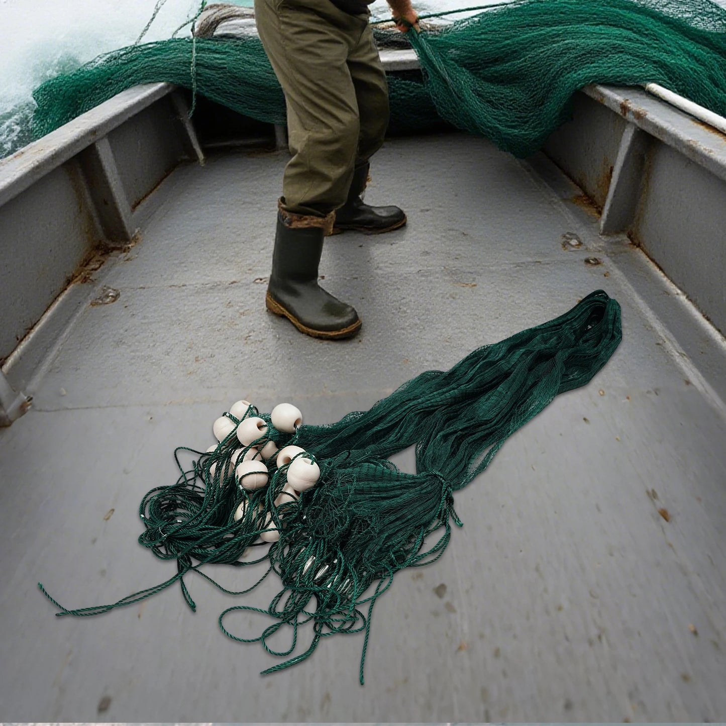 Bymaocar 20M Fishing Drag Net With Iron Sinkers Green Polyethylene Seining Net