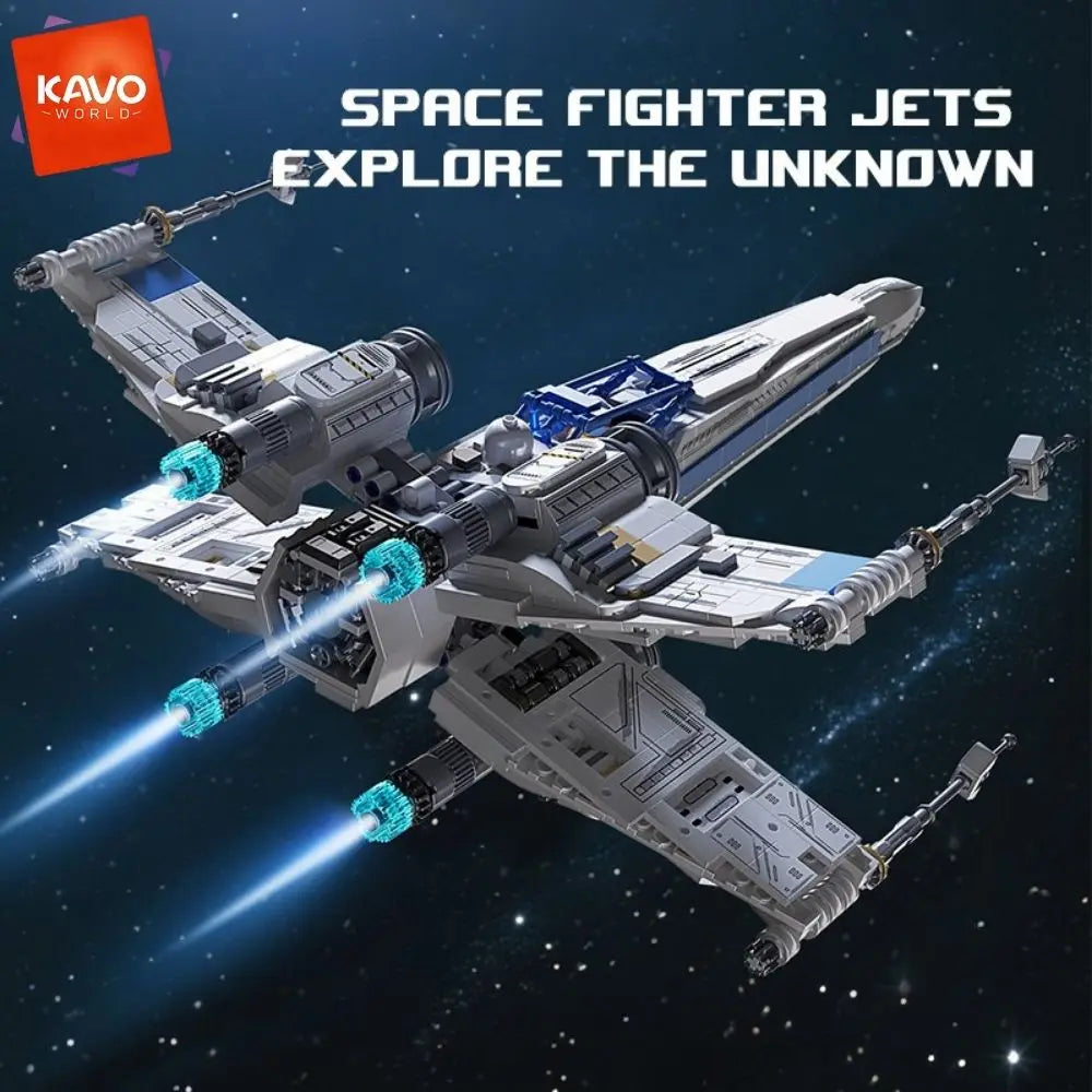 KAVOWORLD X-Wing Transformable Space Fighter Building Blocks with LED Lights