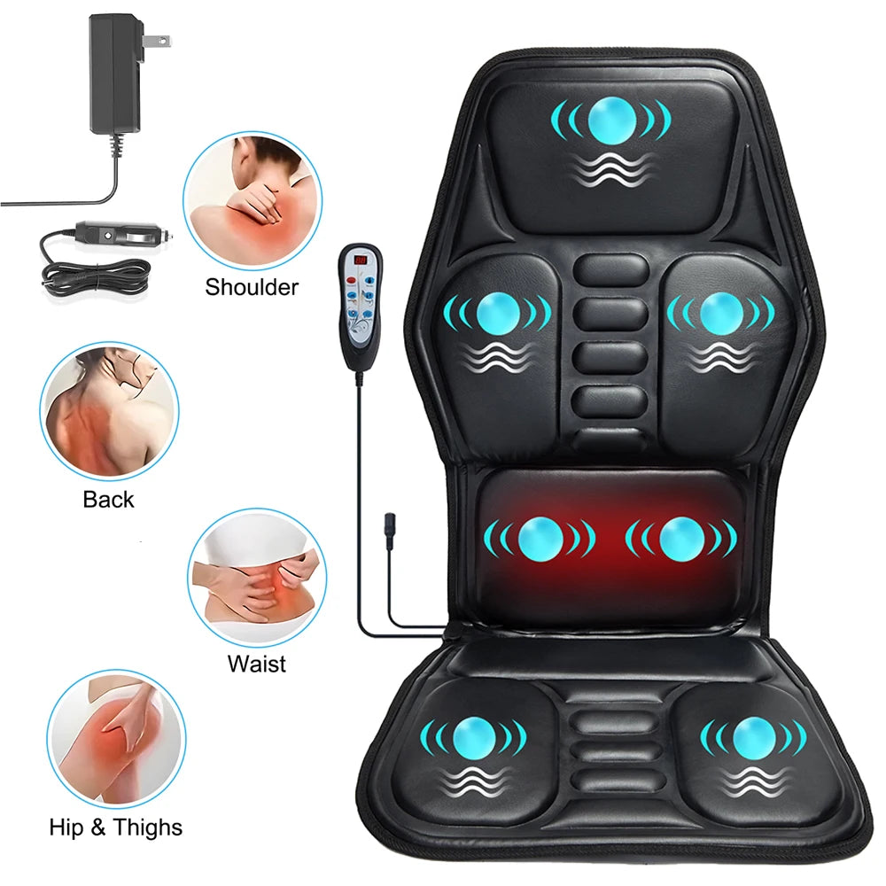 HOMEMASSA Massage Chair Pad With Heat Back Massage Seat Cushion 9 Modes