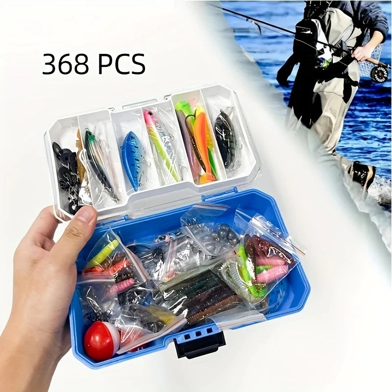 NGT 407Pcs Fishing Lures Tackle Box Kit With Spinnerbaits Crankbaits