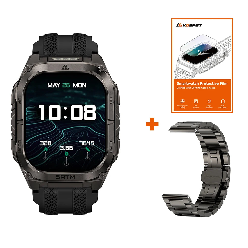 Kospe Tank M4C Rugged Smartwatch With GPS And Health Tracking