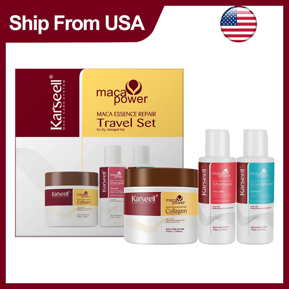 Karseell Hair Mask Shampoo And Conditioner Travel Set Collagen Repair