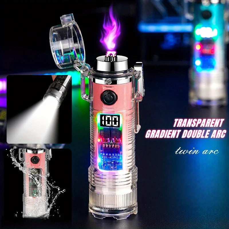 TopFlames Flameless Arc Lighter Plasma With Flashlight Type C Windproof