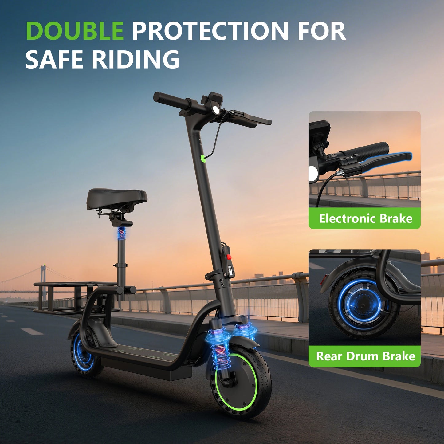 MAXSHOT Electric Scooter With Seat 15 Mile Range 19 MPH