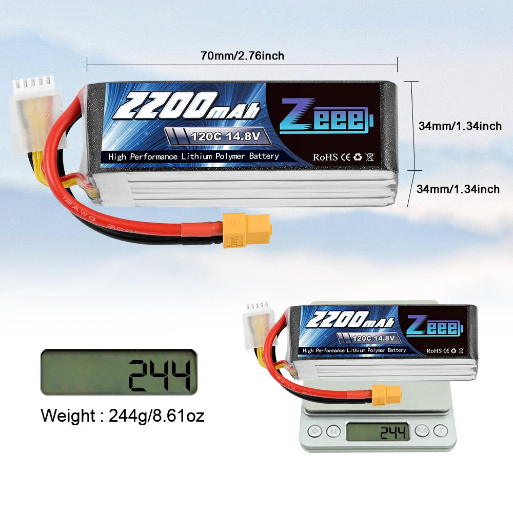ZEEE 4S 2200mAh 120C Graphene LiPo Battery For FPV Drones