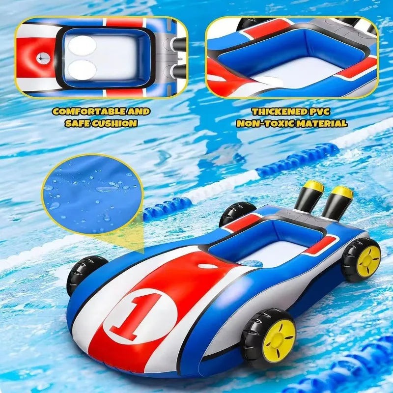 Inflatable Race Car Pool Float With Water Spray For Adults