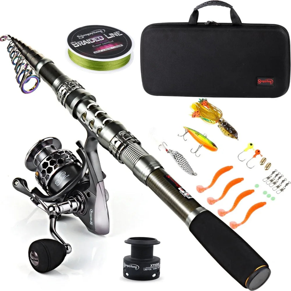 Sougayilang Telescopic Fishing Rod Reel Combo With Spinning Reel