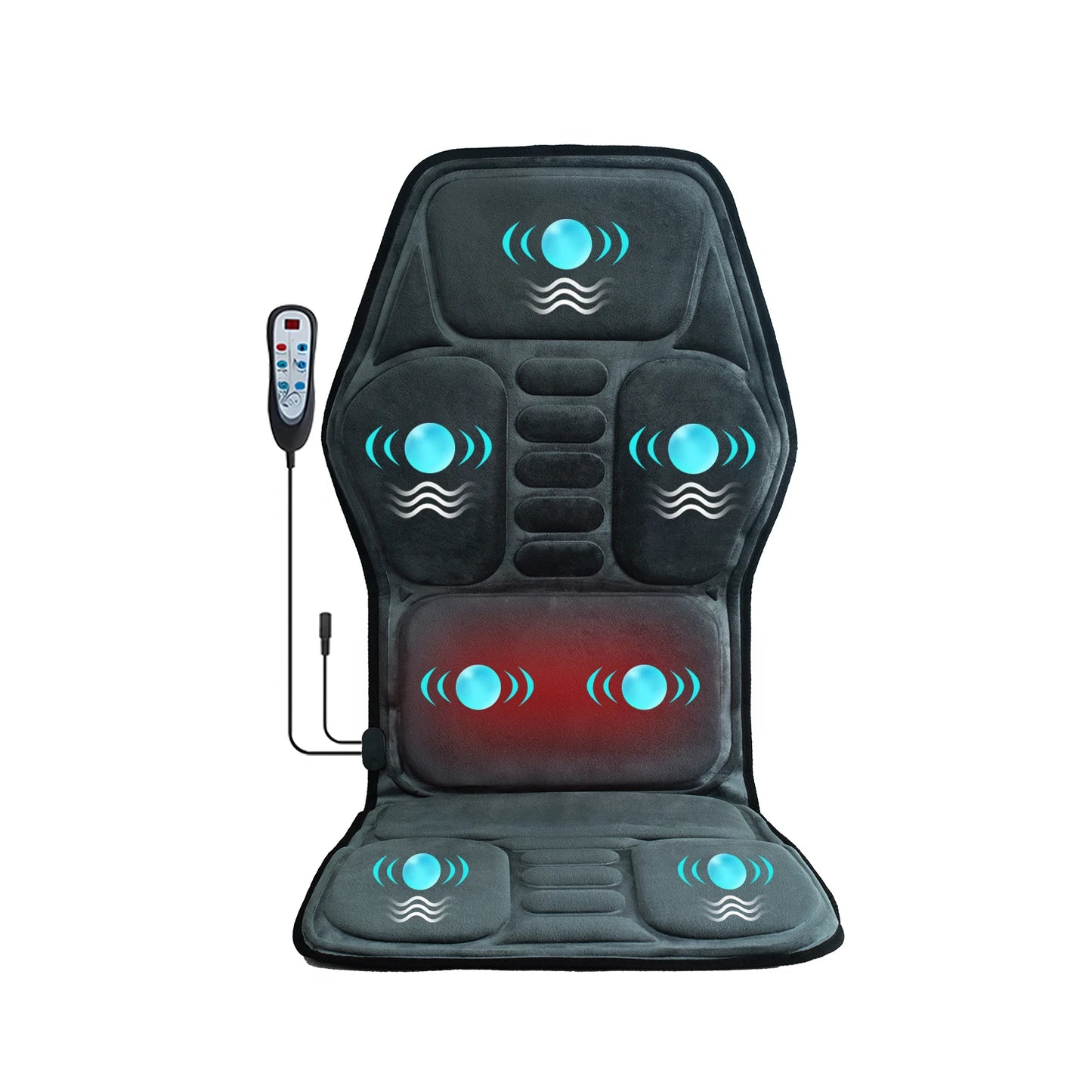 HOMEMASSA Vibration Back Massager Seat Cushion With Heat Pain Relief