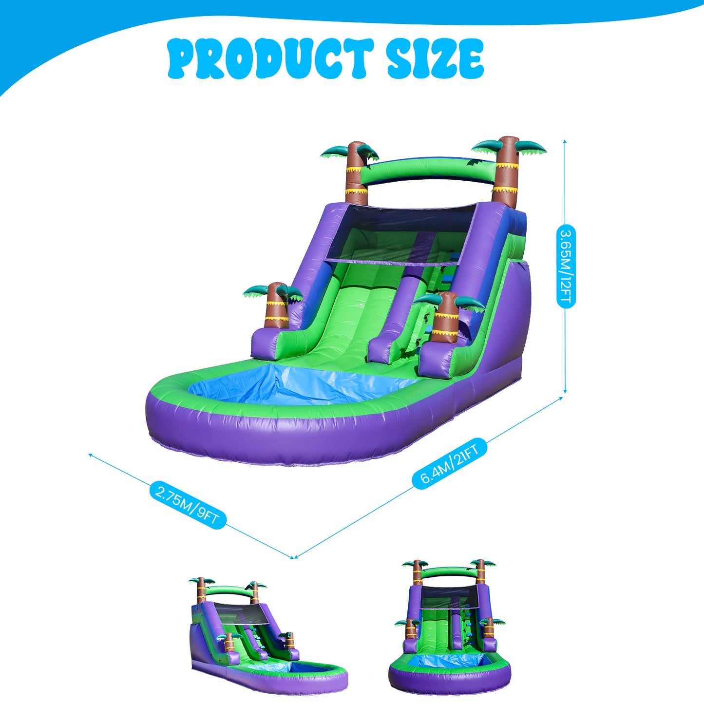 Commercial PVC Inflatable Water Slide With 950W Blower
