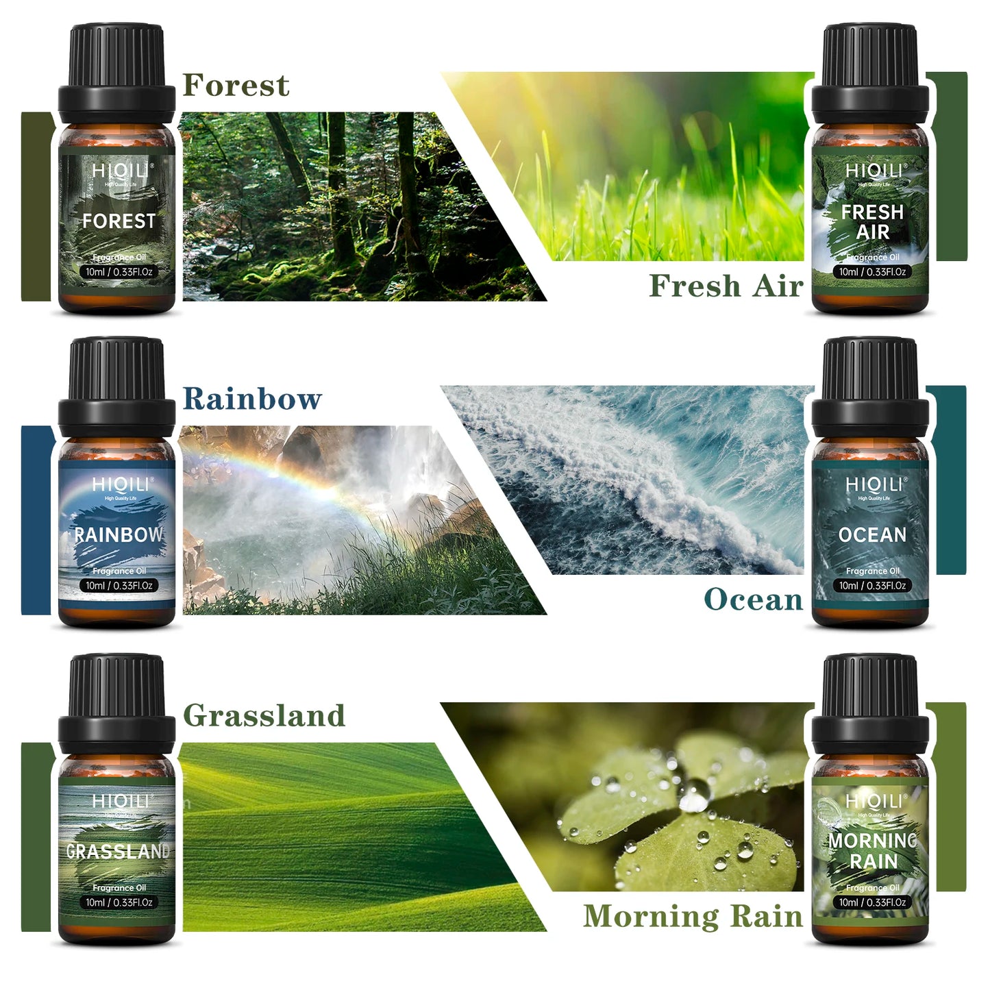 HIQILI Fragrance Oils Set Nature Theme Six Piece Gift Set Aromatherapy Diffuser