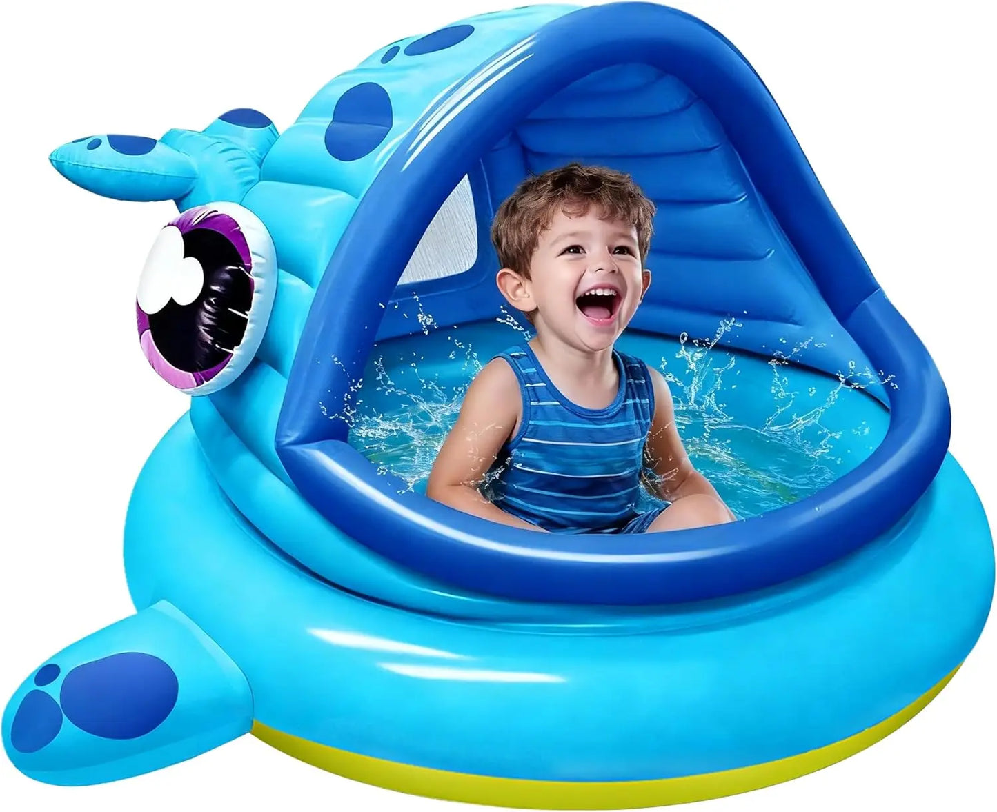 Whale Themed Inflatable Kiddie Pool With Baby Tent For Toddlers