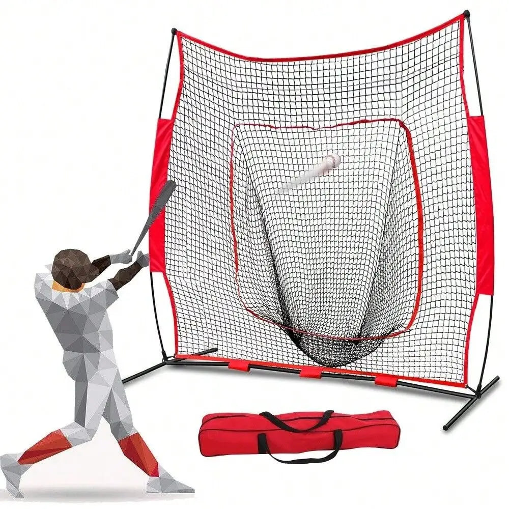 Baseball Softball Practice Hitting Pitching Net With Carry Bag And Strike Zone