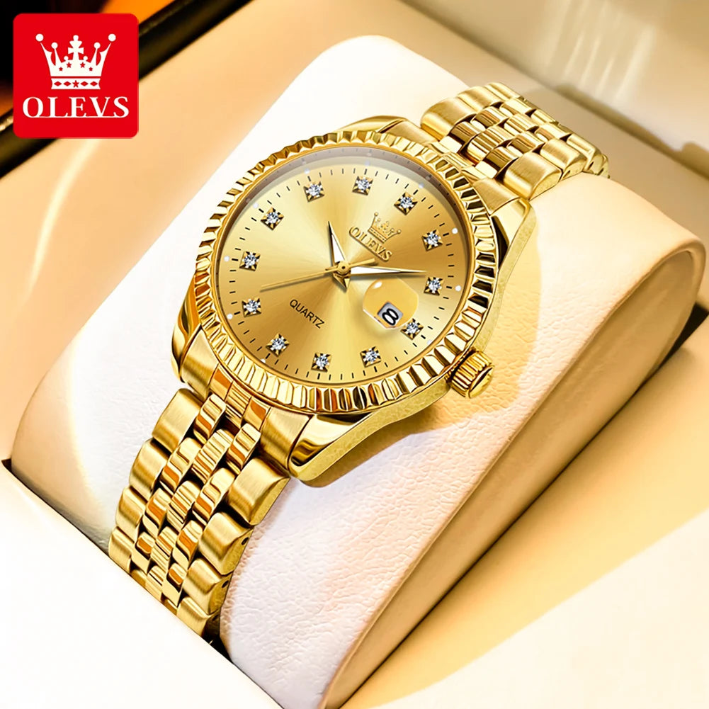 Olevs Luxury Diamond Luminous Stainless Steel Women's Wristwatch