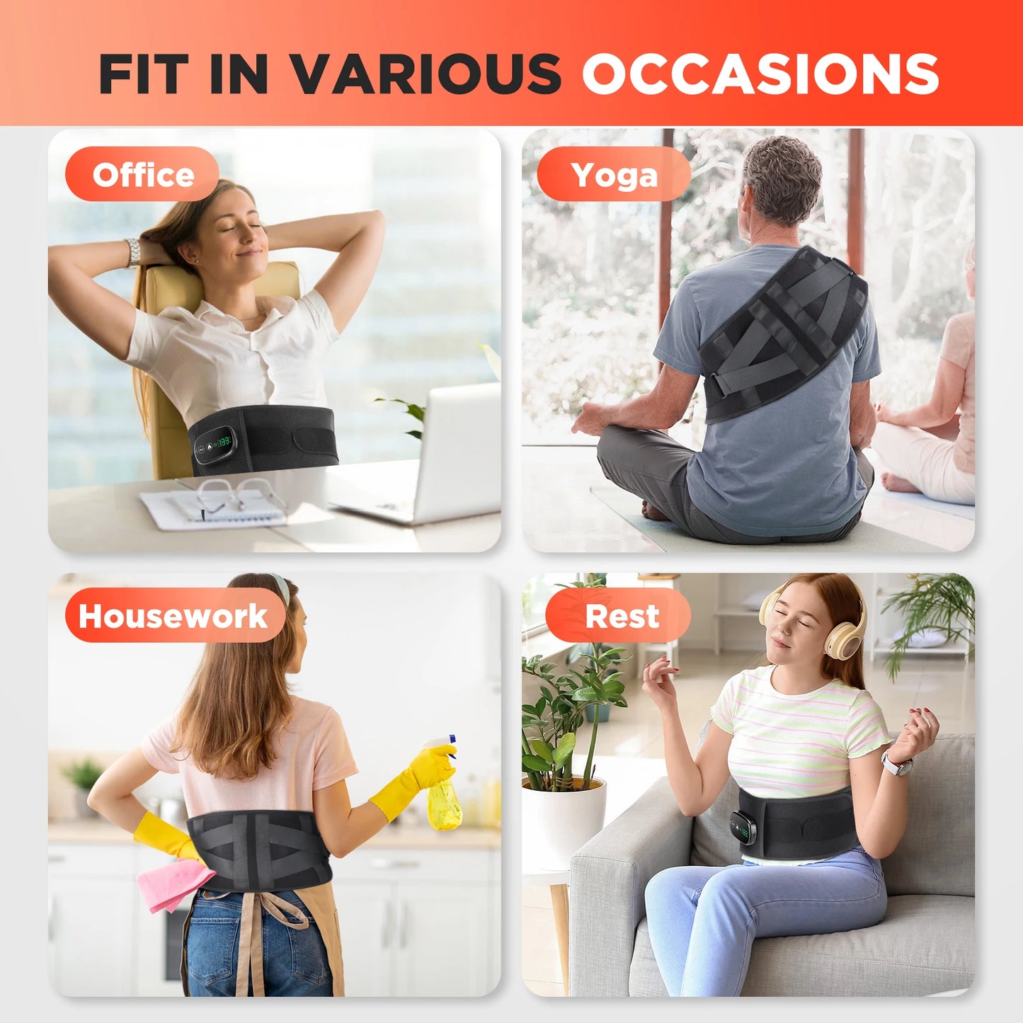 PASTSKY Heated Vibration Massager Belt For Waist And Back