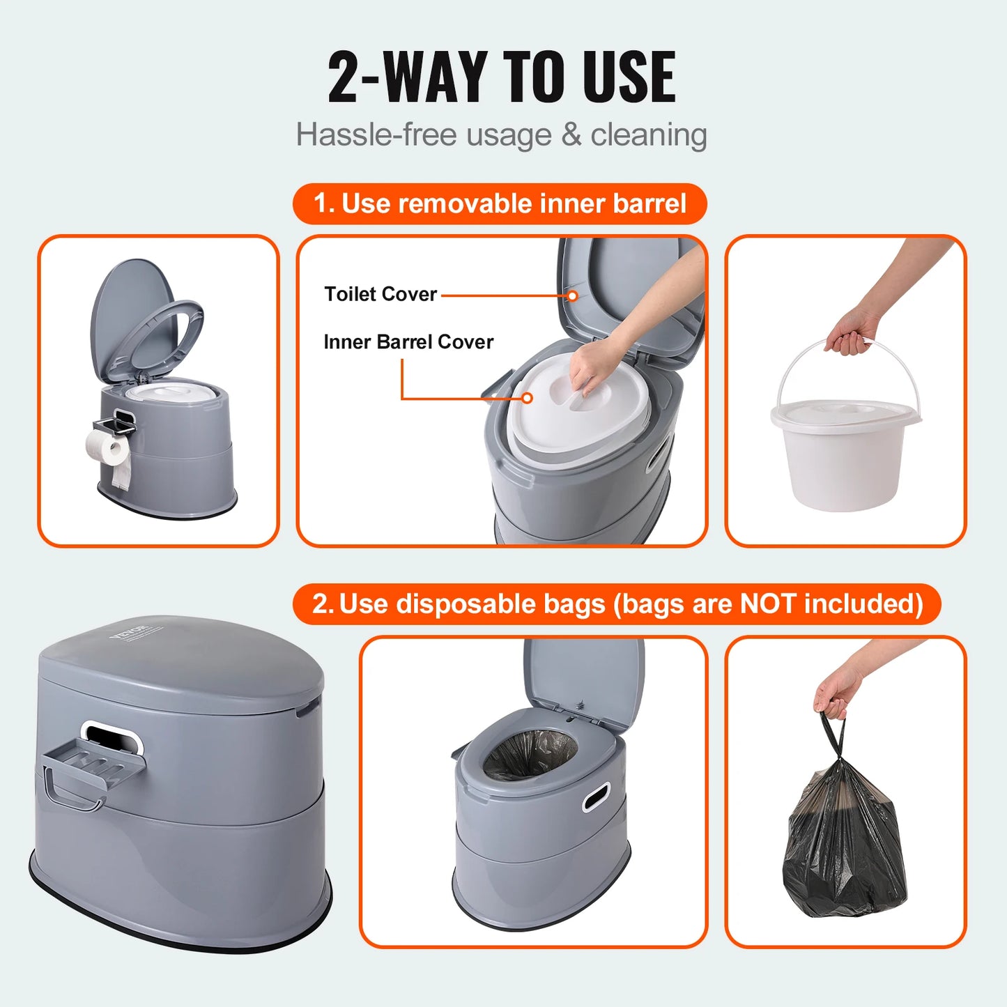 SucceBuy Portable Camping Toilet With 1.3 Gallon Detachable Inner Bucket