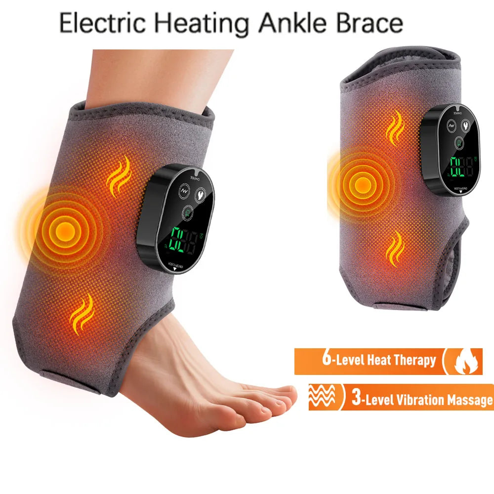Hailicare Rechargeable Electric Heated Ankle Brace With Vibration Massage