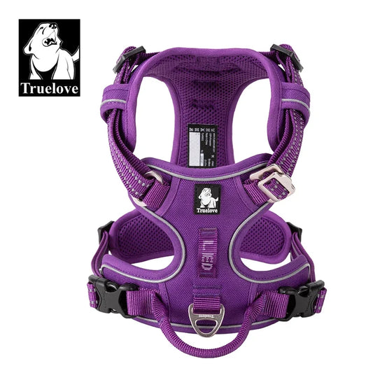 TRUELOVE Reflective Nylon Dog Harness No Pull Adjustable Vehicle Safety