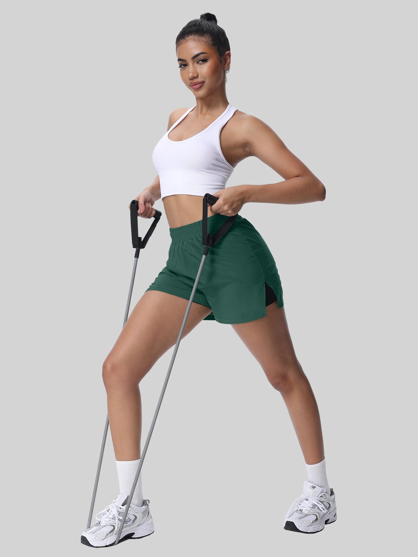 Womens Split Sports Shorts With Liner For Running Fitness Yoga