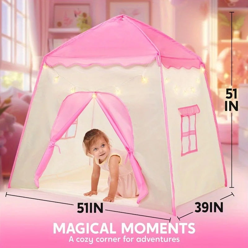Joyfy Princess Tent With LED Stars Play Castle For Kids