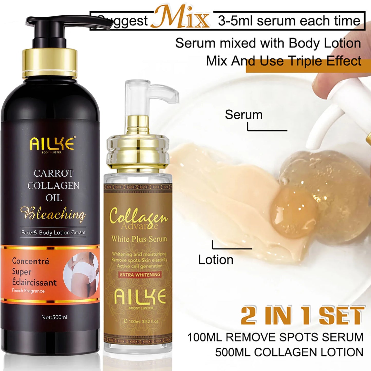 AILKE Skin Whitening Face Serum With Organic Collagen And Moisturizing
