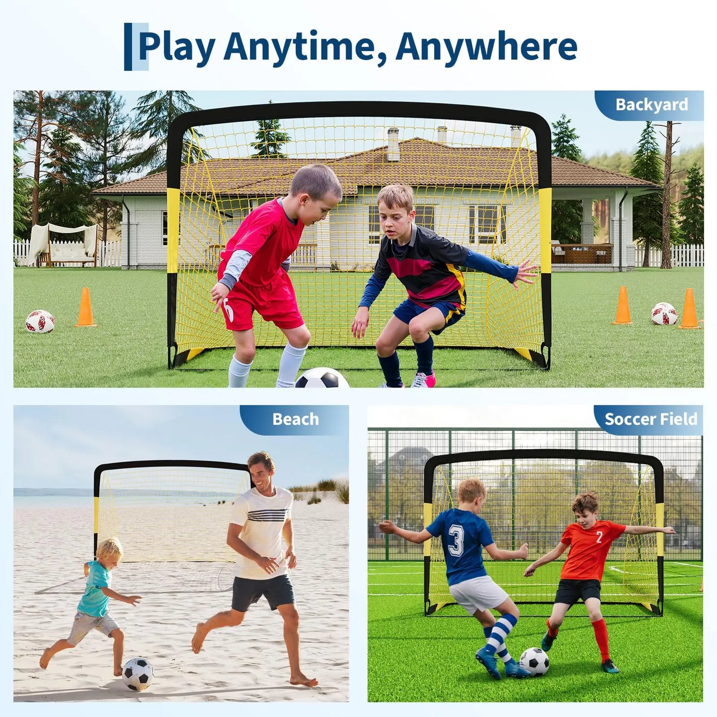 HiMISS Pop Up Soccer Goals Set 2 Pack Backyard Training Equipment
