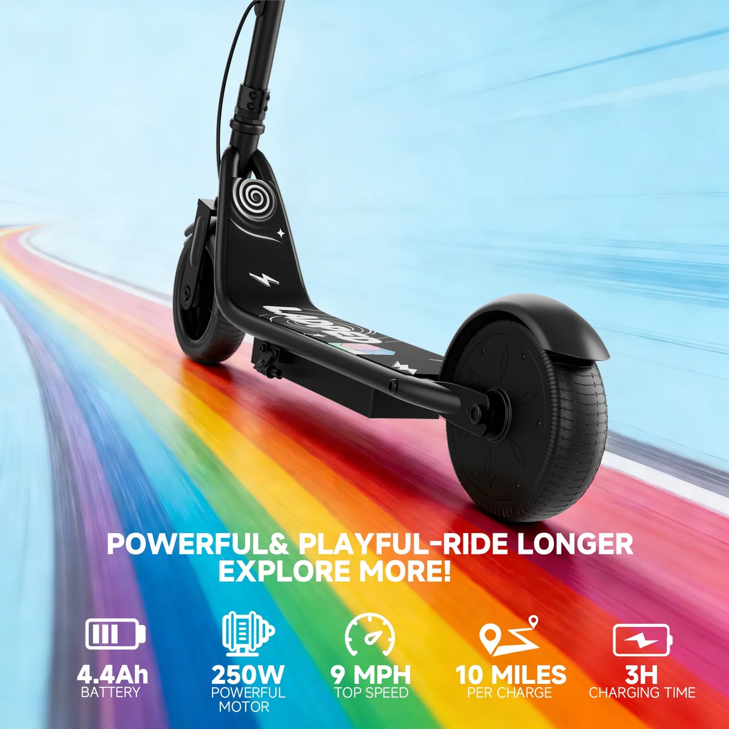 Ladped Kids Electric Scooter 250W 3 Speeds 10 Mile Range