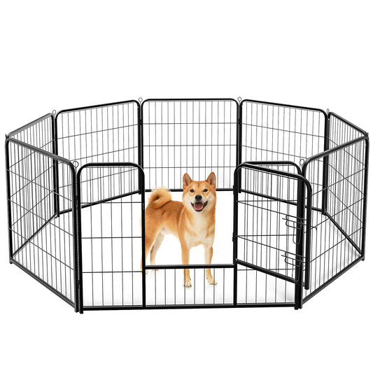 JHK Metal Dog Playpen Fence Foldable for Indoor Outdoor Use