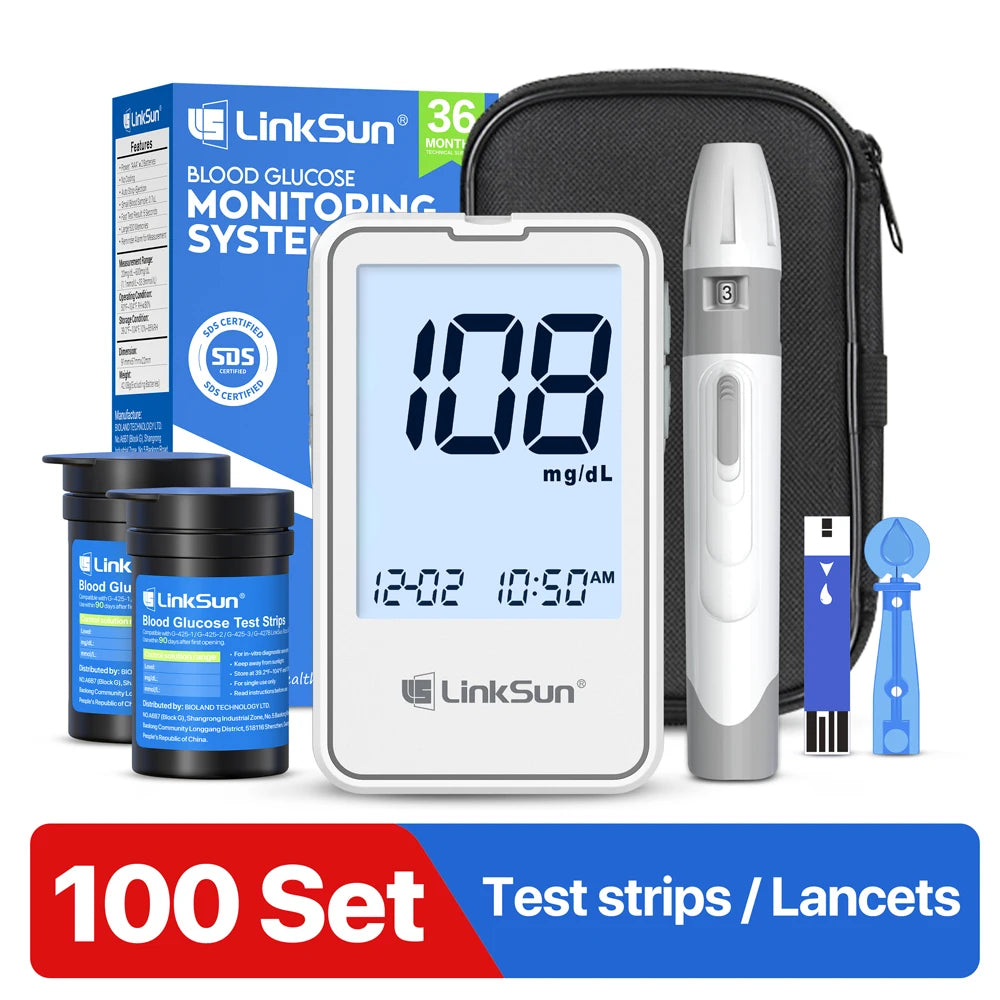 Linksun Blood Glucose Monitor With 50 Test Strips And Lancets