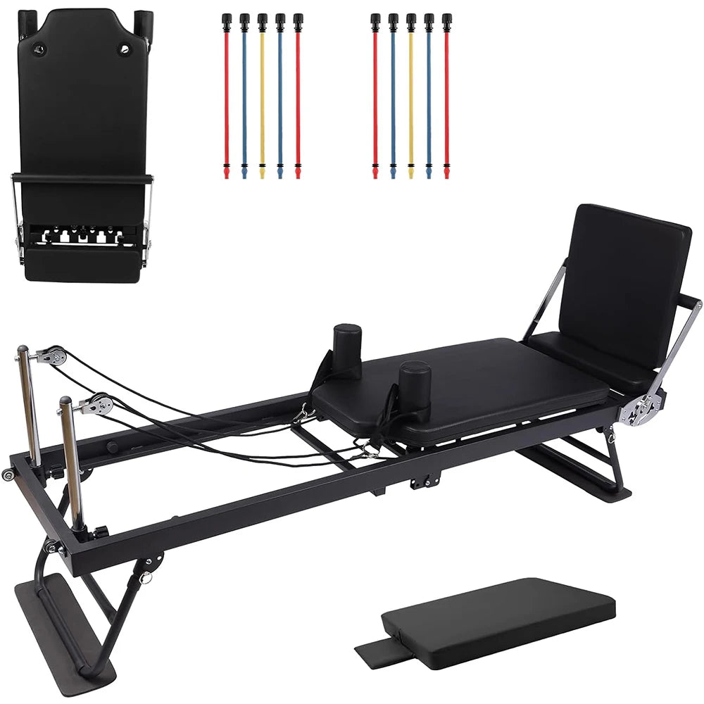 HiMISS Foldable Reformer Pilates Machine With Adjustable Resistance And Springs