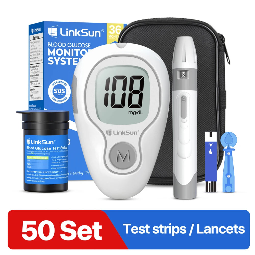 Linksun Blood Glucose Monitor With 50 Test Strips And Lancets
