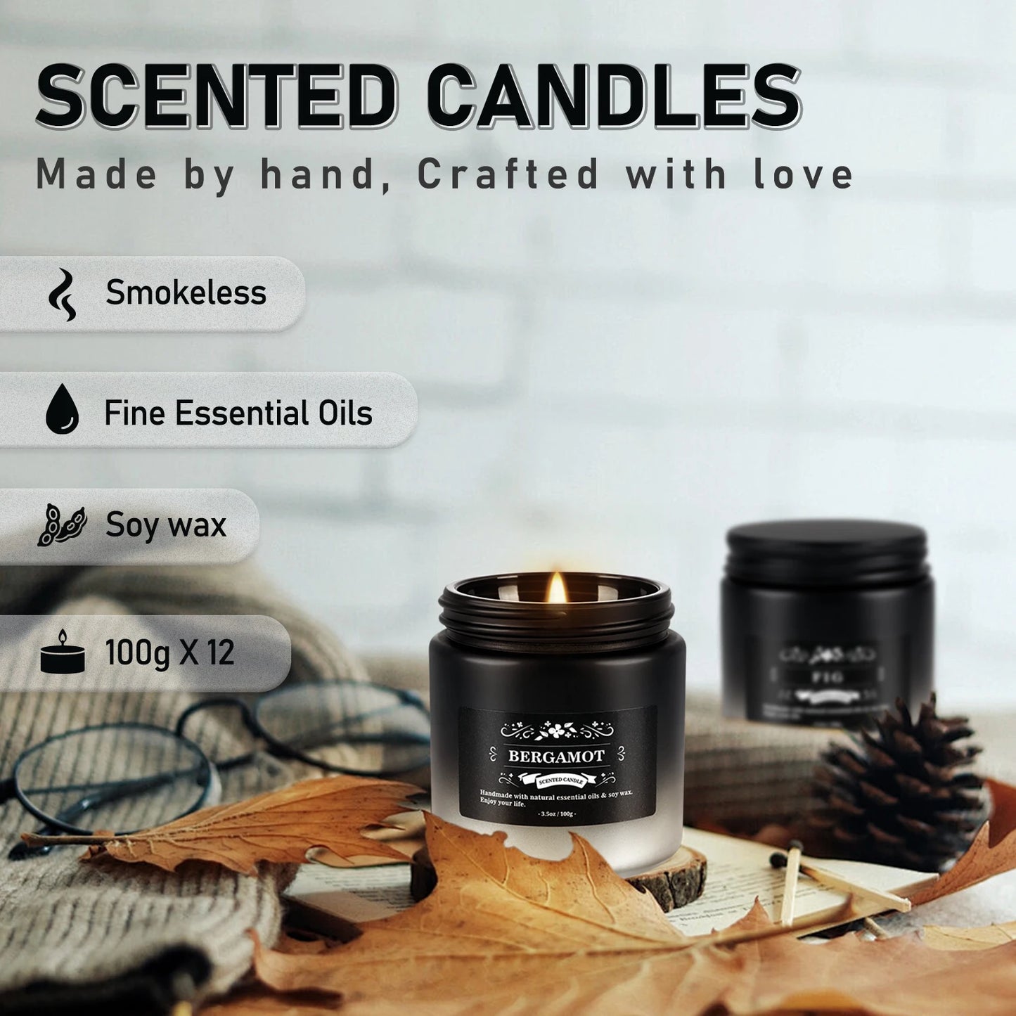 12 Pieces Scented Soy Wax Candles Gift Set For Home Decor