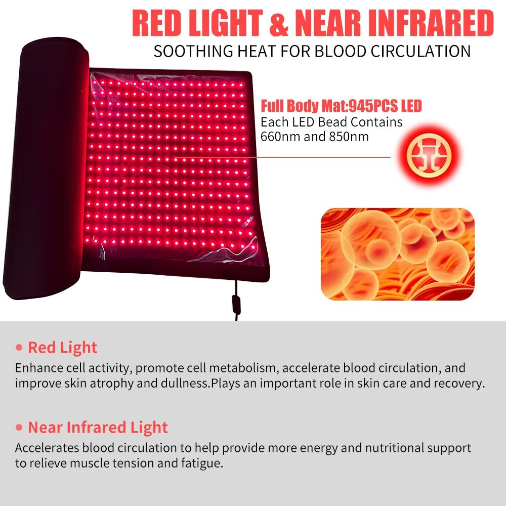 Full Body Light Therapy Mat With 660nm And 850nm LEDs