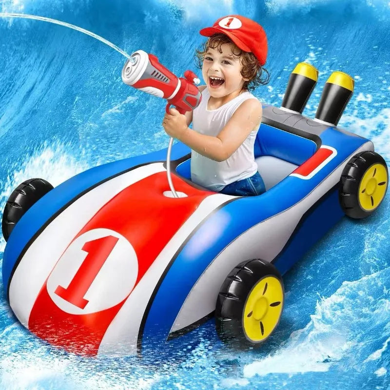 Inflatable Race Car Pool Float With Water Spray For Adults