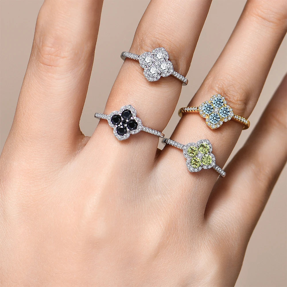 Attagems S925 Sterling Silver Halo Moissanite Ring For Women
