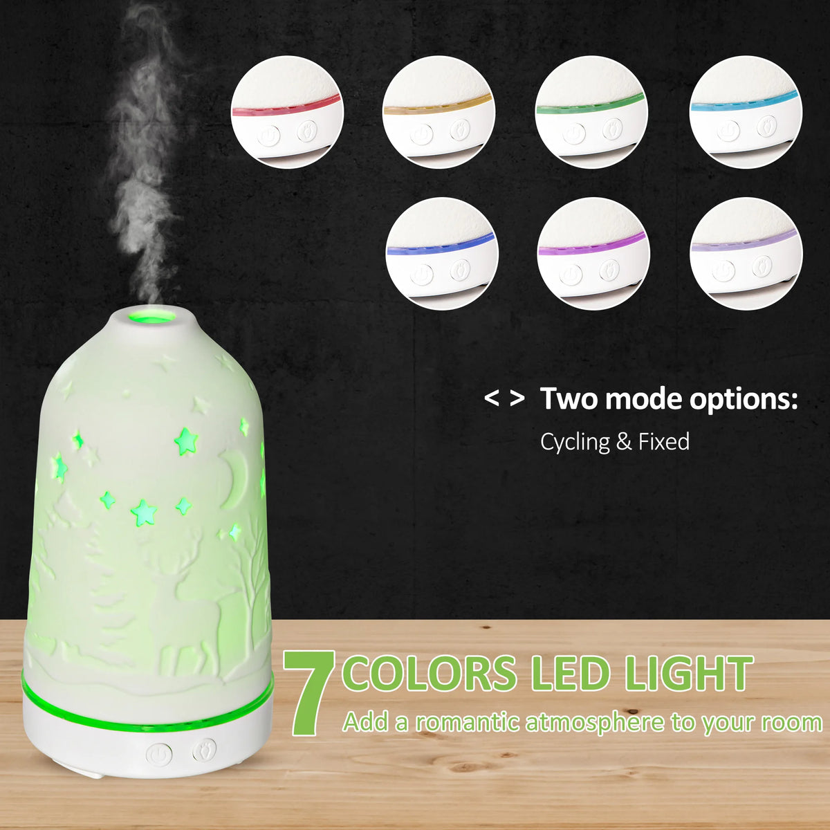 HOMCOM Ultrasonic Aromatherapy Diffuser Humidifier With Ceramic Cover