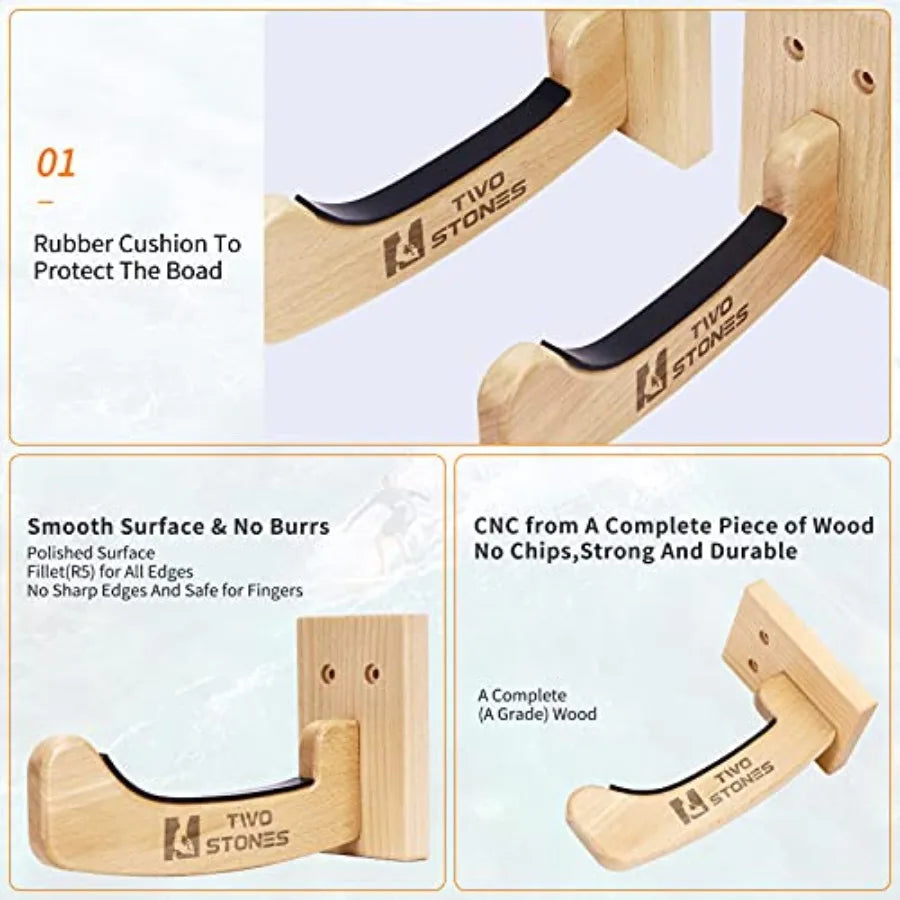 Wall Mounted Surfboard Rack Hanger For Shortboard Longboard Aluminum