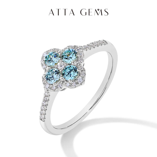 Attagems S925 Sterling Silver Halo Moissanite Ring For Women