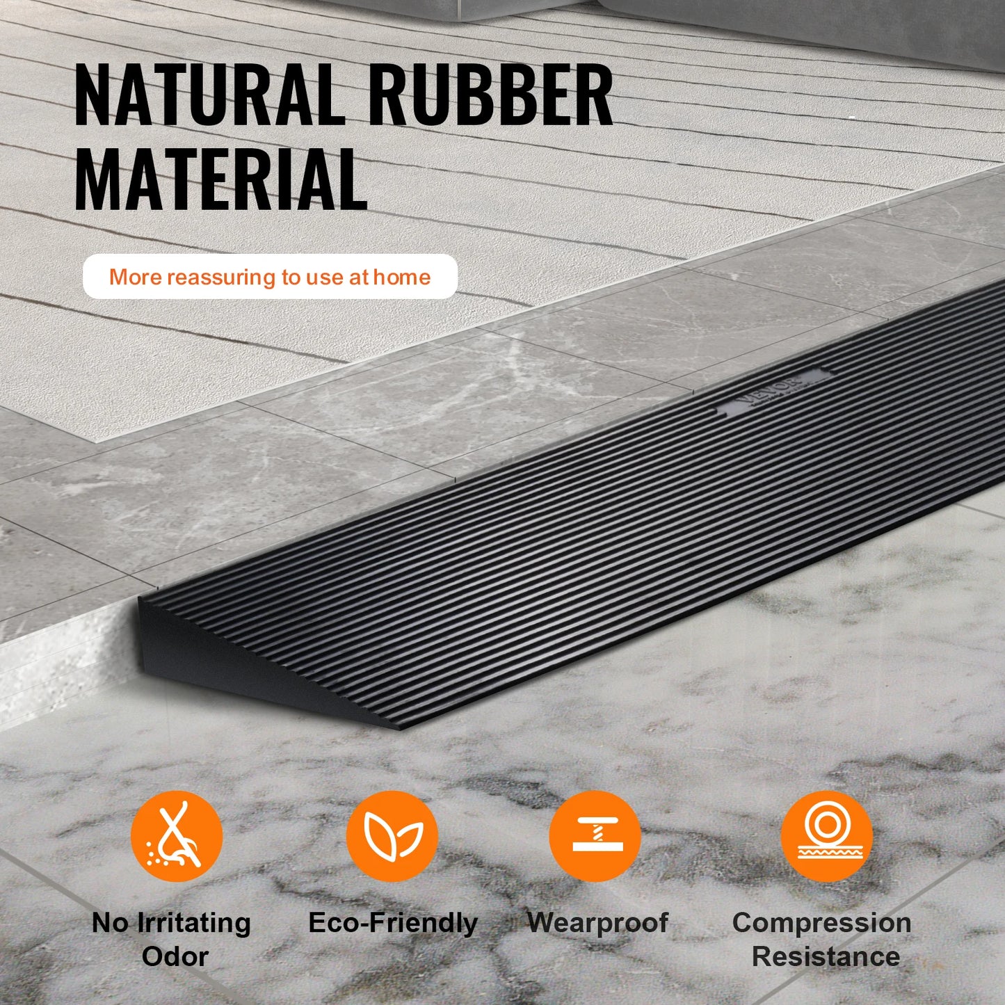 Cuttable Natural Rubber Threshold Ramp With Double Sided Tape