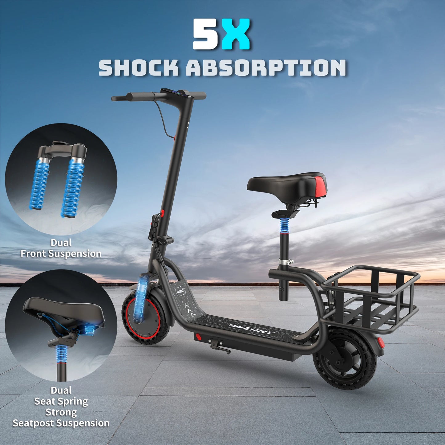Aovopro Foldable Electric Scooter With Seat And Basket For Adults
