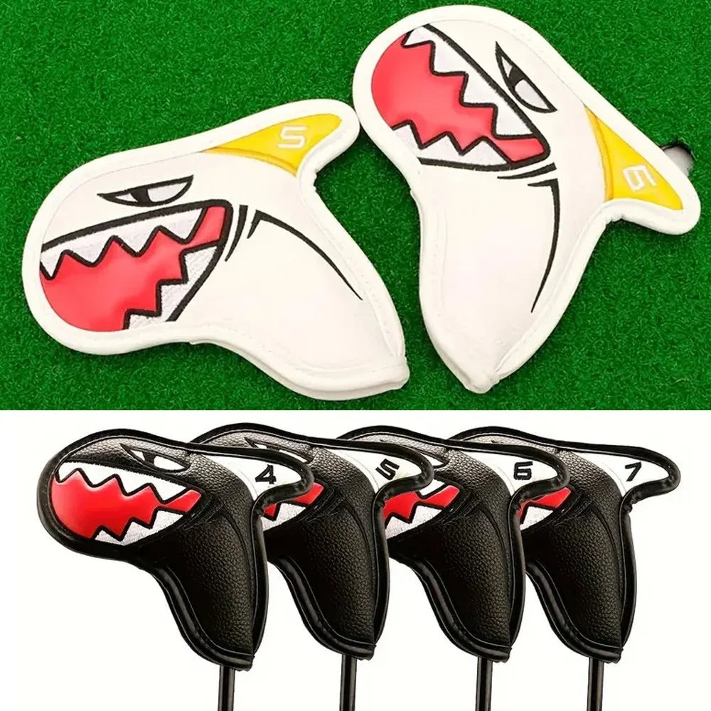 Shark Golf Iron Head Covers 9 Piece Waterproof PU Leather