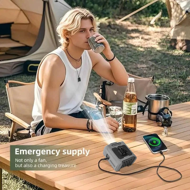 10000mAh Portable Waist Clip Fan With Flashlight For Outdoor Use