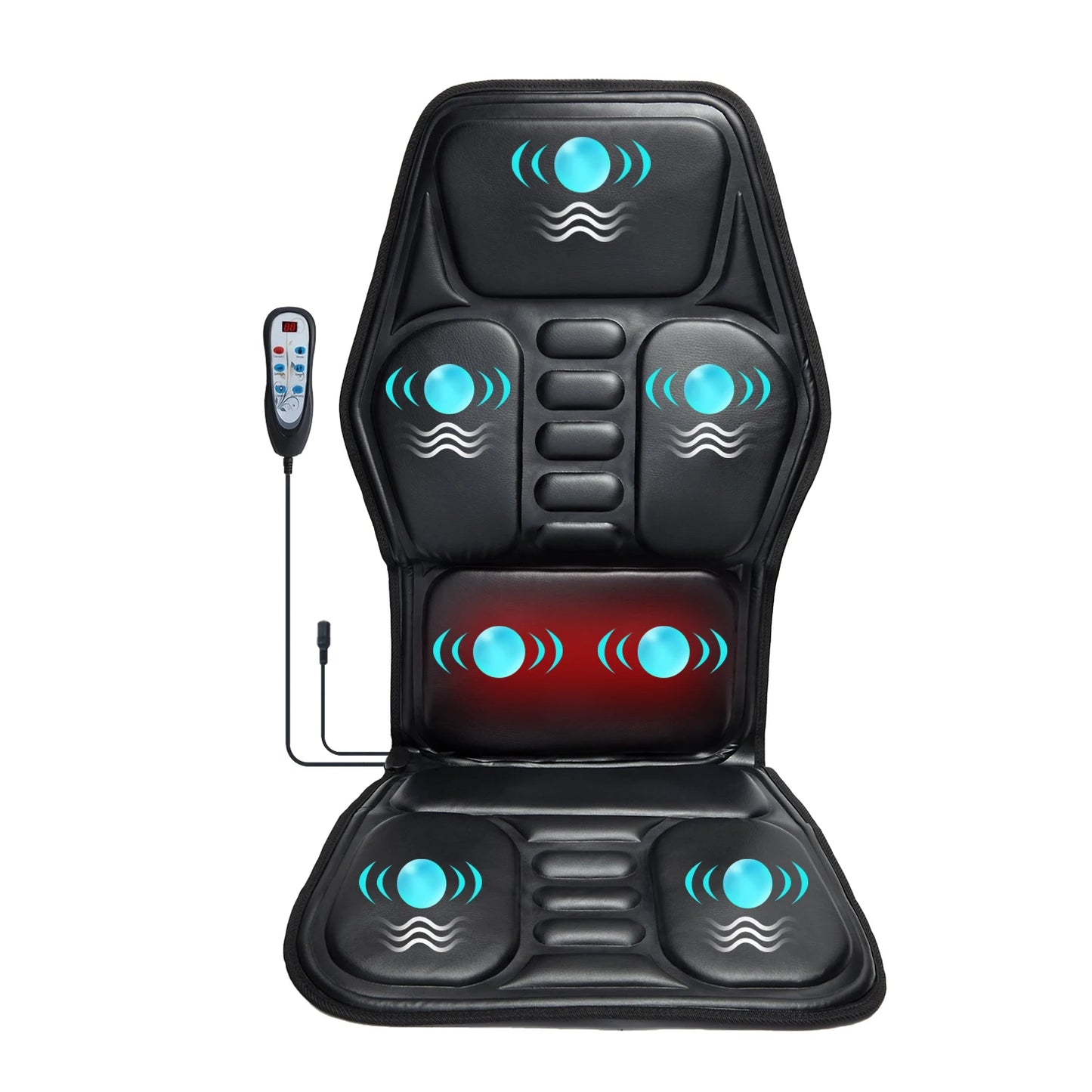 HOMEMASSA Vibration Back Massager Seat Cushion With Heat Pain Relief
