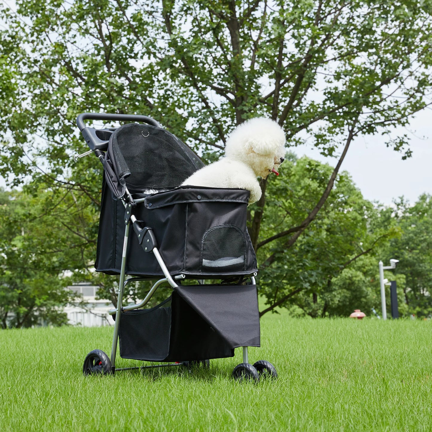 3 Wheel Foldable Pet Stroller For Small Dogs And Cats With Mesh Window