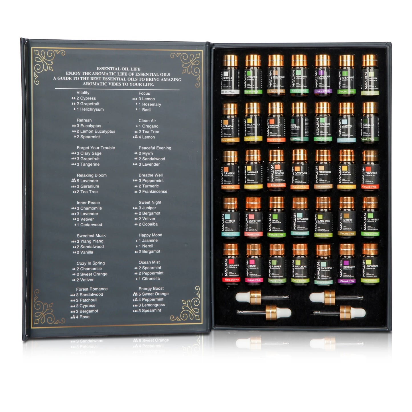 MAYJAM 35 Bottles Essential Oil Set Lavender Eucalyptus Neroli Oregano Vanilla
