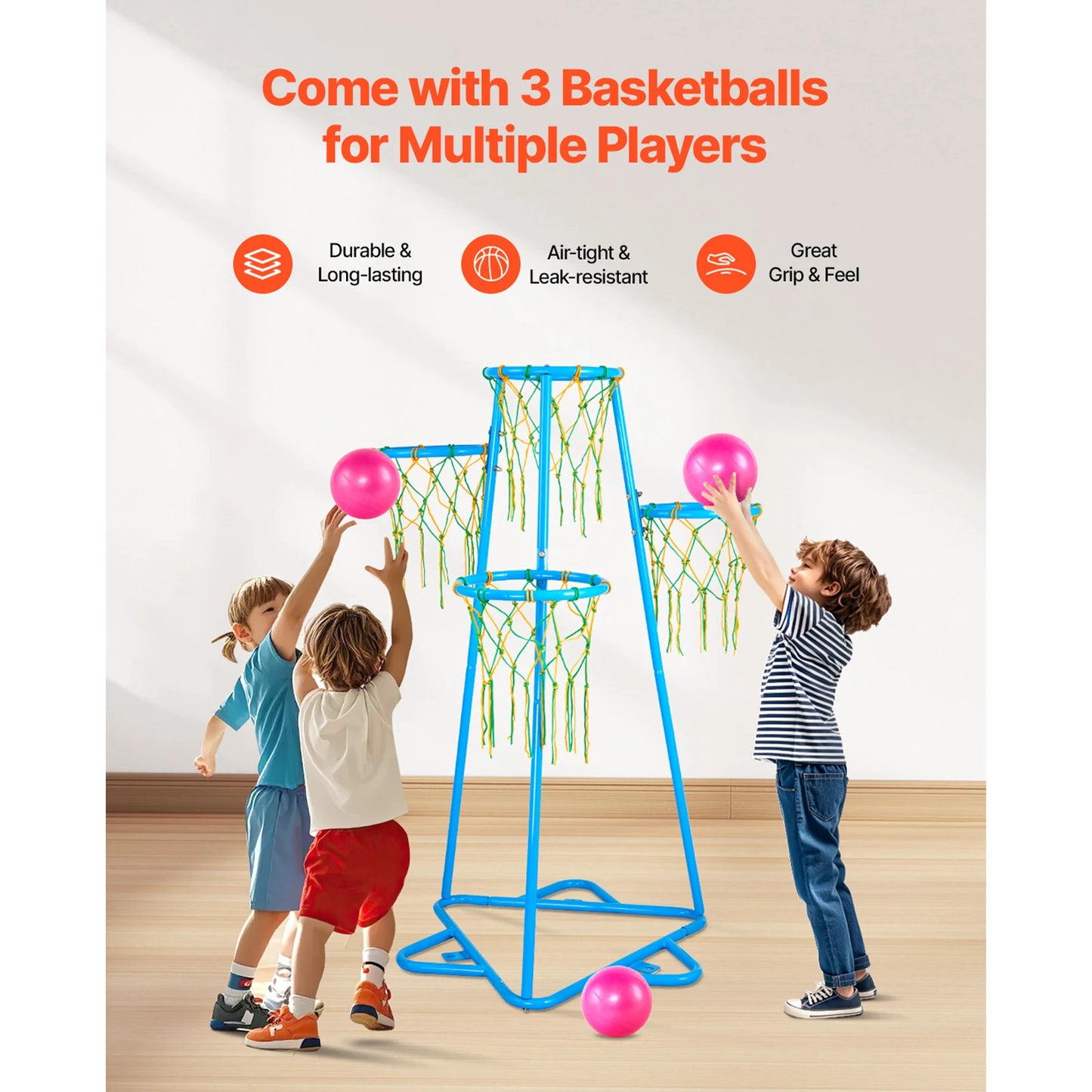 SucceBuy 4-Hoop Kids Adjustable Basketball Stand
