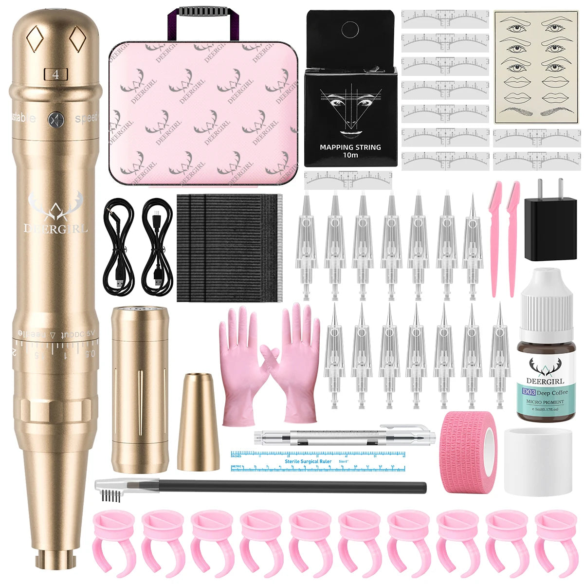 DM Wireless Permanent Makeup Machine Kit Microblading Eyebrow Pen Ink