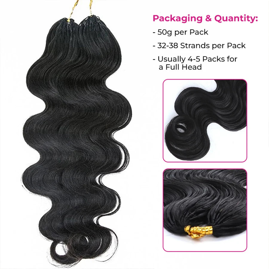 Inksoda Body Wave Feather Crochet Hair Extensions Knotless Lightweight
